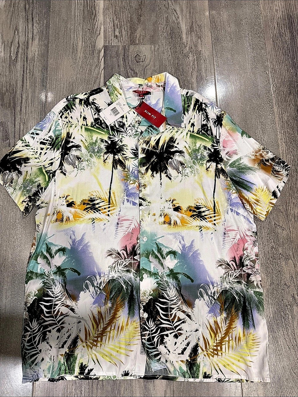 Guess Chester Palm Short-Sleeve Shirt Men's Tropical Palm Print